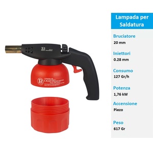 Brûleur à gaz avec cartouche de 190 g, allumage piézoélectrique, régulateur de flamme pour la soudure du cuivre et plus encore - Product Image 3