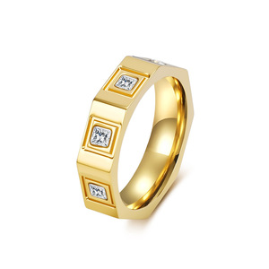 Unisex geometric full-diamond <b>titanium</b> steel <b>ring</b>, yunnique street style, high-end feel, colorfast jewelry manufact - Product Image 5