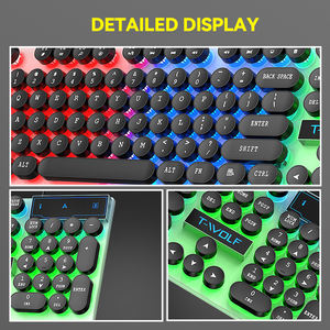 Vente flash <span class=keywords><strong>Clavier</strong></span> mécanique rétro 104 touches filaire USB <span class=keywords><strong>Clavier</strong></span> de jeu éclairé Lumières arc-en-ciel <span class=keywords><strong>Clavier</strong></span> filaire punk pour joueur - Product Image 6