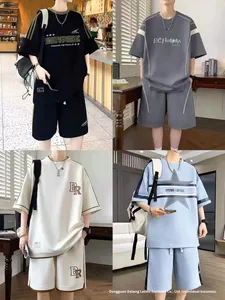 Conjunto de Ropa Deportiva Casual Juvenil de Marca Moderna, Camiseta Holgada de Manga Corta 100% Fibra de Bambú Ecológica para Hombre, Verano - Product Image 4