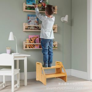 <b>Bamboo</b> two-tier step <b>stool</b>, household booster <b>stool</b>, children's bathroom sink stair <b>stool</b>, children's washbasin <b>stool</b> - Product Image 3