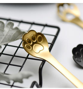 Venta al por mayor Mini Metal Gato Garra Postre Cuchara de café Banquete DE BODA Personalizado Acero inoxidable Plata Oro Pequeña Cuchara de té para el hogar - Product Image 3