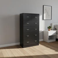 Commode haute à 5 tiroirs en MDF noir et blanc, fabriquée en usine, pour chambre et hôtel, avec rangement pour photos