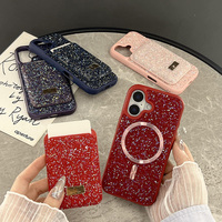 Étui magnétique antichoc en PC avec motif diamant tendance pour iPhone 15 Pro Max, 16, 17, 14 Plus, 13, 12 Mini, 11 Pro Max