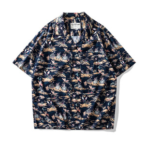 Camisa Hawaiana para <span class=keywords><strong>Hombre</strong></span>, Cuello Cubano, Estilo Náutico, Floral, Transpirable, de Algodón, Casual, de Verano, Manga Corta, Camisa Aloha - Product Image 5