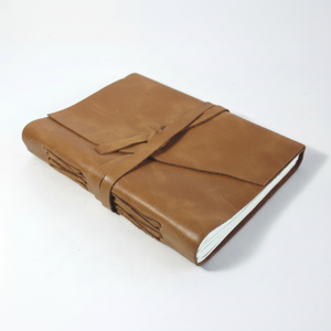 Cuadernos de papel de algodón reciclado hechos a mano con impresión personalizada A5 diario de cuero marrón personalizable cuaderno de tapa dura planificador - Product Image 1