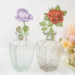 10 hojas de pegatinas de cristal PET, pegatinas románticas de flores rosas, <span class=keywords><strong>literatura</strong></span> y arte, Scrapbooking, papelería diy, 199x109mm - Product Image 6