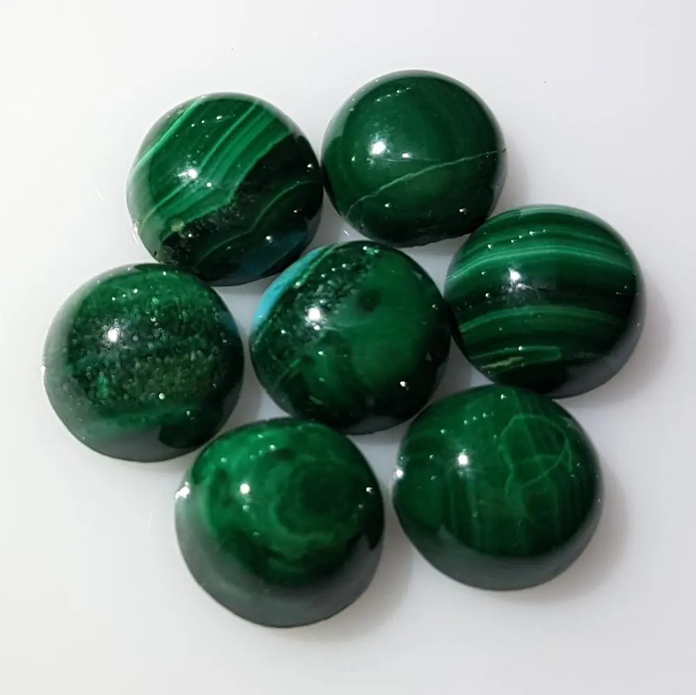 8mm Round Natural Loose Green Malachite Cabochon Round for Setting Non-treated