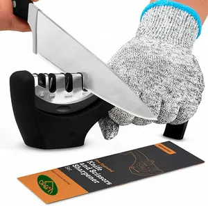 Pengasah pisau 4 tahap, alat pengasah pisau dapur dan gunting 4 in 1 dengan sarung tangan anti potong