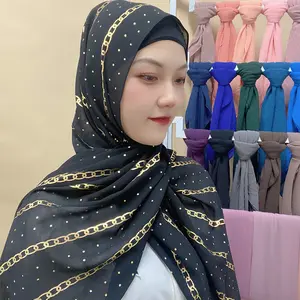 מלזי Hijabs Bronzing צעיף כיסוי ראש מוסלמי יכול לשמש כצעיף וצעיף משי סיטונאי גזה צעיף Hijabs
