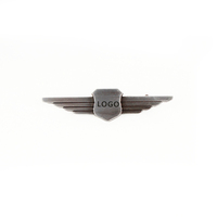 Épingle à badge personnalisée avec logo de bouclier simple, ailes d'aigle dorées et argentées, épingle à badge d'aile, emblème vierge