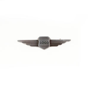 Épingle à badge personnalisée avec logo de bouclier simple, ailes d'aigle dorées et argentées, épingle à badge d'aile, emblème vierge - Product Image 5