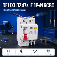 DELIXI RCBO 20A D Curve 1P+N Pemutus Sirkuit Arus Sisa 230V 6kA 30mA Perlindungan Kebocoran Arus Tanah Bersertifikasi CE Pemasangan Rel