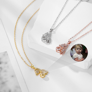 <span class=keywords><strong>Collier</strong></span> photo personnalisé avec projection d'ours en peluche, cadeau de Noël au design unique en zircon pour copines et sœurs - Product Image 5