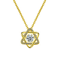 Collier en argent sterling S925 avec pendentif étoile à six branches en moissanite et pierre mobile, chaîne de clavicule tendance, bijoux
