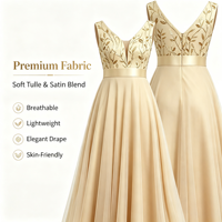 Robe de soirée longue pour femme, sans manches, col en V, broderie de sequins, en tulle, avec ceinture en satin, coupe trapèze, style Empire drapé
