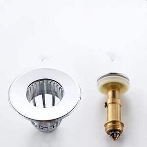 Universal Rebound Drain <b>Plug</b> Filter Basin Chrome Filter with Hair Catcher <b>Bathroom</b> Drain Stopper Easy Push Type - Product Image 5