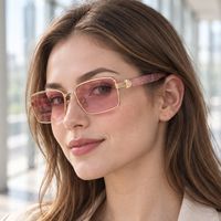KAJILA Vente en gros de lunettes de soleil fantaisie à la mode avec logo personnalisé, monture en métal rectangulaire, protection UV400, lunettes de soleil pour femmes