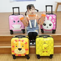 Adorable Valise à Roulettes Étudiant 18 Pouces pour Enfants, Motif Animal Dessin Animé Imprimé 3D, Bagage Cabine Neuf à Roues Pivotantes Universelles
