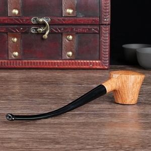 MUXIANG naturale radica di legno tabacco pipa Churchwarden piegato bocchino per fumare - Product Image 6