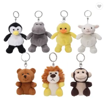 Custom design animal shape keychain toy New design various mini key chain teddy bear soft toys plush keychain