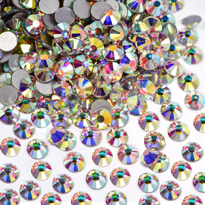 Oleeya SS3-SS50 Cristales de imitación de vidrio de alta calidad al por mayor, sin efecto caliente, cristal AB, parte trasera plana, a granel para decoración de uñas. - Product Image 3