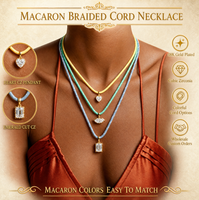 Collier en cordon tressé Haomi CE Vivid Macaron avec pendentif géométrique en zircone cubique plaqué or 18 carats, bijoux pour femmes