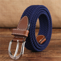 Ceinture Toile Élastique 2,5 CM à Boucle Ardillon Mode pour Hommes et Femmes, Tressée pour Étudiants