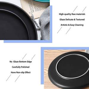 จานอาหารค่ำทรงกลมขนาด 8 นิ้ว สไตล์ญี่ปุ่น ดีไซน์สร้างสรรค์ วินเทจสีดำ ทำจากเซรามิกอย่างดี - Product Image 4