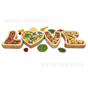 Bamboo fruit plates, letter-themed creative bamboo platters, bamboo <b>trays</b>, bamboo <b>dinner</b> plates, solid bamboo plates, nuts and - Product Image 4
