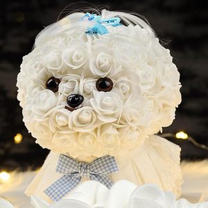 Poupée chien en mousse PE avec fleurs pour la Saint-Valentin, cadeau pour la Journée des enfants, chiot rose pour demande en mariage ou <span class=keywords><strong>confession</strong></span> pour petite amie, pour des surprises romantiques - Product Image 5