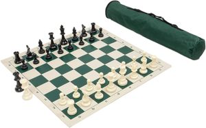 King Tall 3,75 дюймов стандартный клубный турнир тройной Утяжеленный пластиковый Шахматный набор с 20x20 дюймов виниловой шахматной доской в трубчатой сумке - Product Image 4