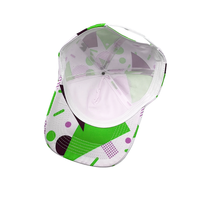 Casquette de baseball souple à 5 panneaux personnalisée en gros, avec visière et panneaux latéraux imprimés graffiti abstrait, face vierge, style trucker, Gorras