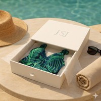 Boîte d'emballage en carton de style tiroir avec fermeture magnétique de luxe, finition mate, doublure en satin de coton, matériaux recyclés pour maillot de bain