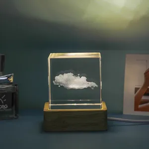 Modern LED 3D <strong>Illuminated</strong> Glass Cube Office Desk Decor 3D <strong>Moon</strong> Globe Earth Globe Bedroom House Decoration Home - Product Image 5