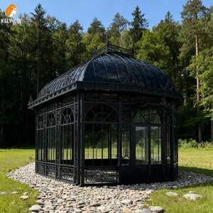 Serre de jardin extérieure MILY, grande serre <span class=keywords><strong>en</strong></span> métal et verre, gazebo <span class=keywords><strong>en</strong></span> <span class=keywords><strong>fer</strong></span> forgé - Product Image 6