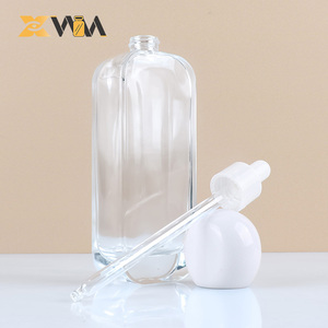 50ml 100ml 120ml bouchon blanc bouteille en verre vide transparente avec compte-gouttes de pulvérisation personnalisé pour les soins de la peau cosmétiques <span class=keywords><strong>huile</strong></span> de sérum de beauté - Product Image 5