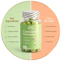 Gummies de collagène et de glutathion au melon, marque privée OEM ODM OBM, emballage personnalisé pour une peau éclatante et une beauté mondiale.