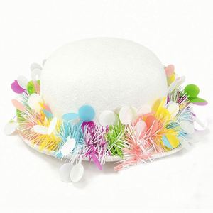 Custom Kids <b>Easter</b> Party Hat New White Short Round <b>Top</b> Bulk Spring Celebration Supplies Polyester Silk Screen Printed - Product Image 3