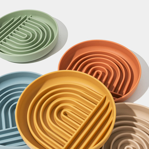 OEM Eco-Friendly Modern Dog Food Bowl Food Grade <b>Silicone</b> <b>Waterproof</b> Dishwasher Safe Slow Feed with Suction Cups Morandi Design - Product Image 2