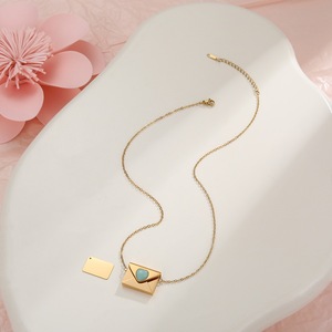 Collana Personalizzata in Pietra Naturale con Incisione in Oro, Ciondolo a Busta in Acciaio Inossidabile, Collana con Logo e <span class=keywords><strong>Nome</strong></span> Personalizzati per Regali - Product Image 4