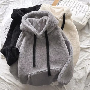 Sudadera con Capucha de Lana de Cordero para <span class=keywords><strong>Mujer</strong></span>, Versión Coreana de Otoño e Invierno, Sudadera Holgada y Gruesa de Felpa, Sudadera con Capucha de Lana de Cordero - Product Image 5