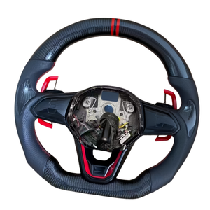 Volant en cuir et fibre de carbone personnalisé pour Volkswagen Polo Scirocco Golf 6 Golf 7 MK7 MK7.5 MK8 Bora Santana <span class=keywords><strong>Caddy</strong></span> - Product Image 2