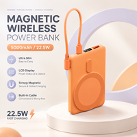 Nouvelle Banque d'alimentation Magnétique Sans Fil Tendance 2026, 5000 mAh, Charge Rapide 22,5 W, Mince, Portable, Type-C USB 2-en-1 avec Écran LCD