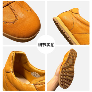 QHCCID Leather Casual Shoes Retro Brown Low <b>Heel</b> Lace-Up Men's Daily Wear - Product Image 5