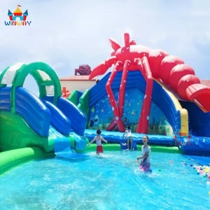Toboggan aquatique gonflable commercial d'intérieur inspiré du homard, en PVC, capacité 10L, capacité 10 passagers, marque WINWAYTOYS, fabriqué en Chine - Product Image 3