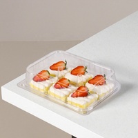 Barquette d'emballage alimentaire jetable personnalisée pour pâtisserie, en PET transparent, type coquille, 6 compartiments, mini-contenants en plastique de 2 pouces pour cheesecake