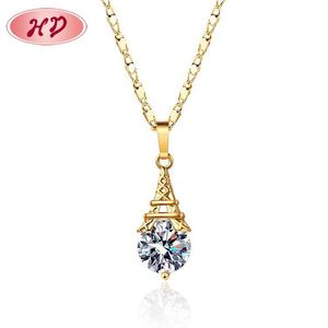 Joyería de Lujo HD, Joyería Laminada en Oro de 18k, Circonia Blanca, Grandes Piedras, Conjuntos de Joyería, Aretes y Collar - Product Image 2