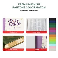 Bible personnalisée de luxe en cuir rigide avec impression couleur intégrale OEM haut de gamme, cadeau religieux pour l'église, vente en gros