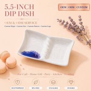 Plato <span class=keywords><strong>de</strong></span> Melamina <span class=keywords><strong>de</strong></span> Dos Compartimentos OEM ODM <span class=keywords><strong>de</strong></span> 5.5 Pulgadas, Bandeja para Salsas y Condimentos, Libre <span class=keywords><strong>de</strong></span> BPA, Resistente a Caídas, para Bodas, <span class=keywords><strong>Bares</strong></span> y Restaurantes - Product Image 1